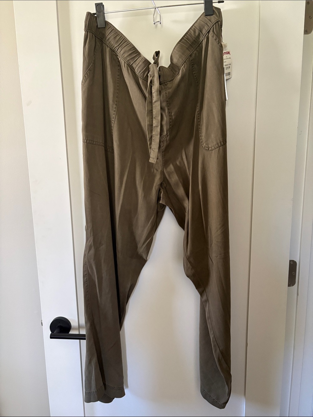 Jones New York Olive Drawstring Casual Chinos. 2X women’s plus. NWT.